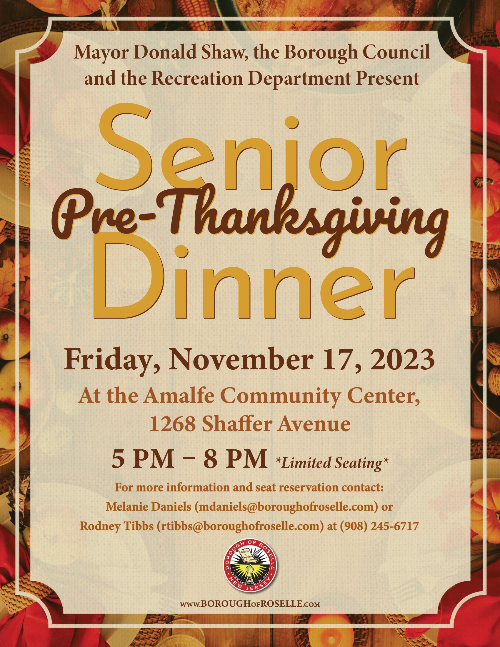 Senior Pre-Thanksgiving Dinner 2023 flyer v1